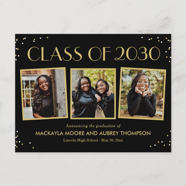Fun Snapshots Editable Color Graduation Postcard (Front)