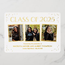 Fun Snapshots Foil Graduation Photo Invitation