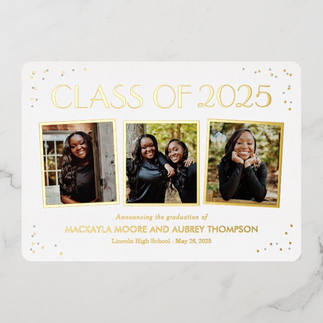 Fun Snapshots Foil Graduation Photo Invitation Foil Invitation (Front)