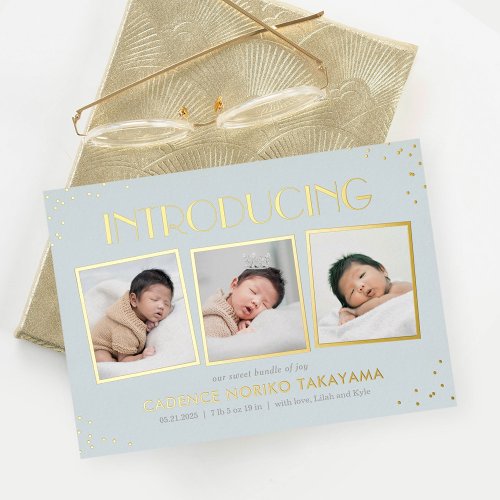 Fun Snapshots Real Foil Birth Announcement