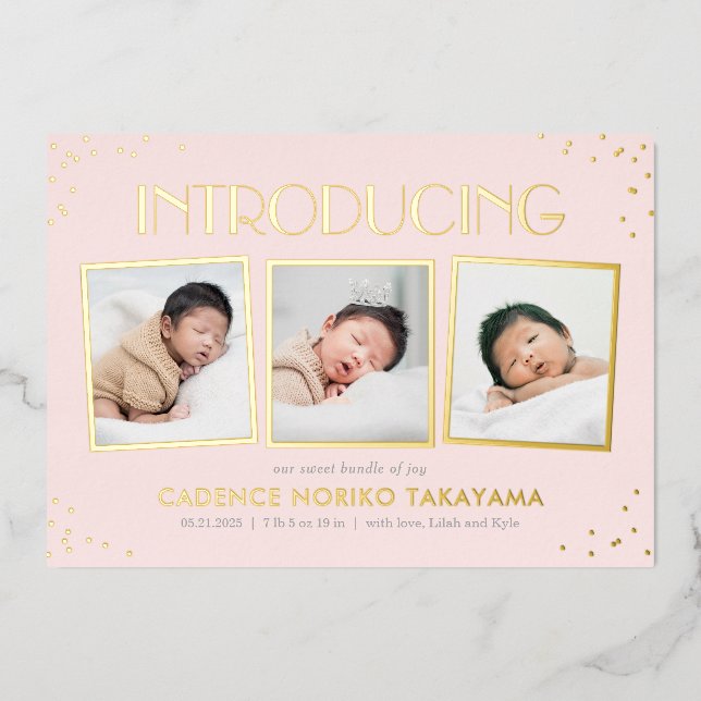 Fun Snapshots Real Foil Birth Announcement (Front)