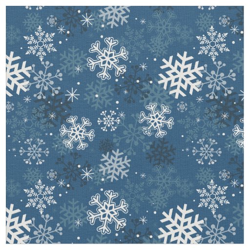 Fun Snowflake Print Fabric, Blue Fabric
