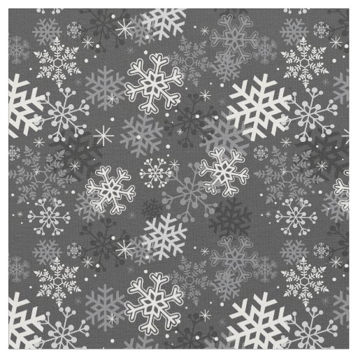 Fun Snowflake Print Fabric, Gray Fabric