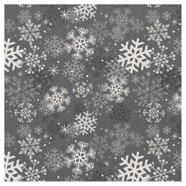 Fun Snowflake Print Fabric, Gray Fabric (Close Up)