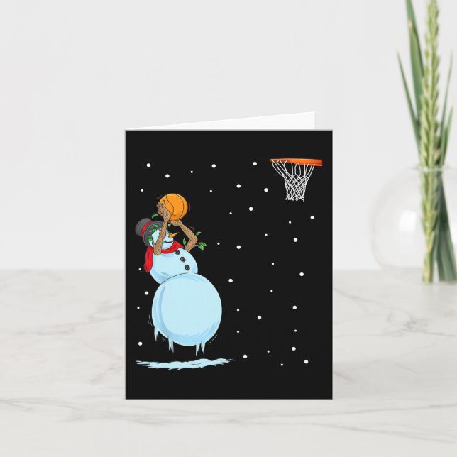 Fun Snowman Basketball Christmas  Card (Front)