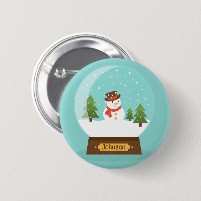 FUN! Snowman Button - Personalized -Add Name (Front & Back)