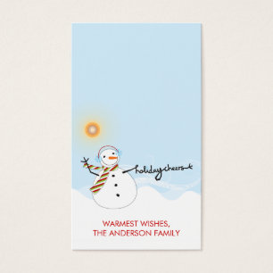 Fun Snowman Cheers & Blue Sky Holiday DIY Gift Tag