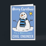 Fun Snowman Christmas Card for a Civil Engineer<br><div class="desc">Fun snowman cartoon on a festive Christmas card. Christmas card for a Civil Engineer.</div>