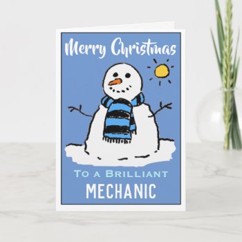Fun Snowman Christmas Card For A Mechanic by NigelSutherland at Zazzle