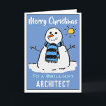Fun Snowman Christmas Card for an Architect<br><div class="desc">Fun snowman cartoon on a festive Christmas card. Christmas card for an Architect.</div>