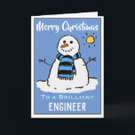 Fun Snowman Christmas Card for an Engineer<br><div class="desc">Fun snowman cartoon on a festive Christmas card. Christmas card for an Engineer.</div>