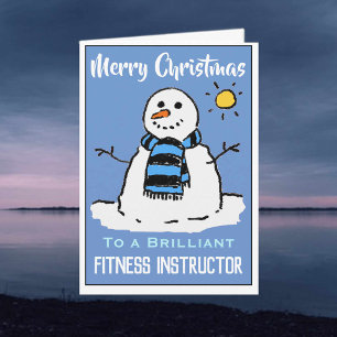 Fun Snowman Christmas Card for Fitness Instructor