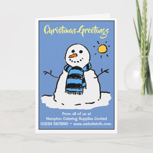 Fun Snowman Christmas Card. Holiday Card (Front)