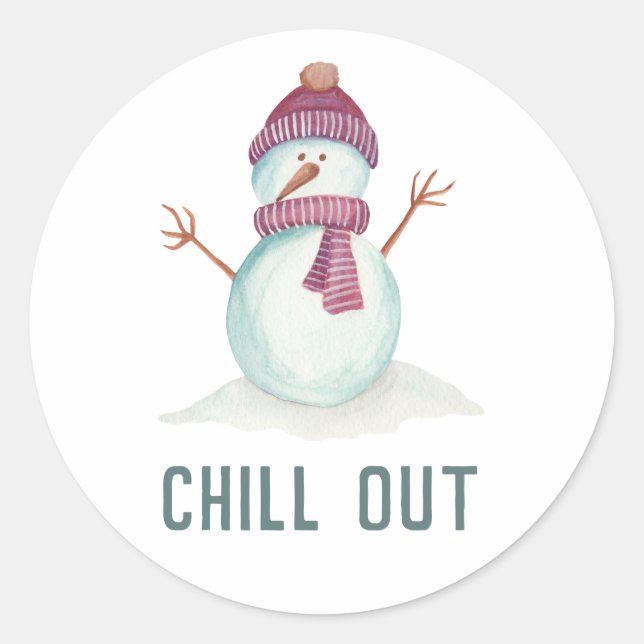 Fun Snowman Christmas Classic Round Sticker (Front)