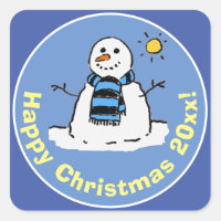 Fun Snowman Christmas Design Square Sticker