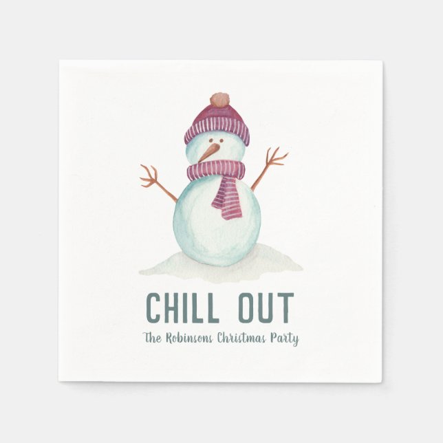 Fun Snowman Christmas Party Napkins (Front)