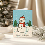 Fun Snowman Cute Christmas Card<br><div class="desc">Cute folded Christmas card with a fun snowman illustration with the editable greeting "Happy Holidays".</div>
