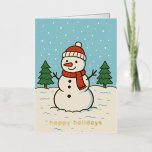 Fun Snowman Cute Christmas Foil Holiday Card<br><div class="desc">Cute folded foil Christmas card with a fun snowman illustration with the editable greeting "Happy Holidays".</div>