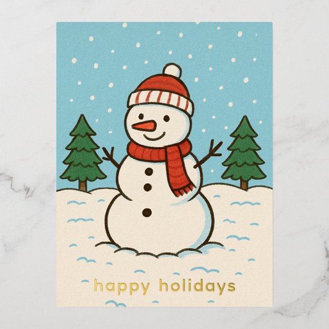 Fun Snowman Cute Christmas Foil Holiday Postcard (Front)