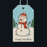 Fun Snowman Cute Christmas Gift Tags<br><div class="desc">Cute Christmas gift tag with a fun snowman illustration with the editable greeting "Happy Holidays" along with "to" and "from" on the back.</div>
