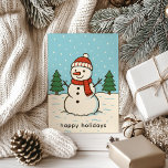 Fun Snowman Cute Christmas Holiday Card<br><div class="desc">Cute Christmas card with a fun snowman illustration with the editable greeting "Happy Holidays".</div>