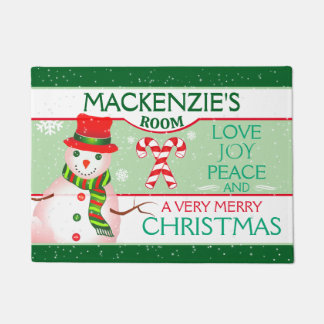 FUN Snowman for CHILD'S ROOM | Two GREEN Christmas Doormat