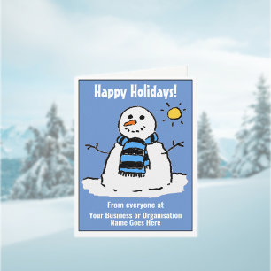 Fun Snowman Happy Holidays Card with QR Code