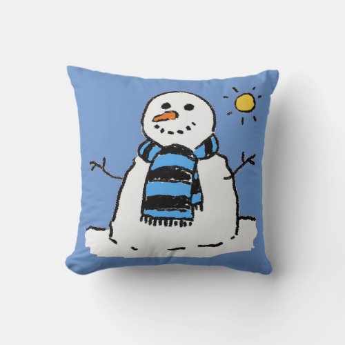 Fun Snowman Illustration Design Throw Pillow