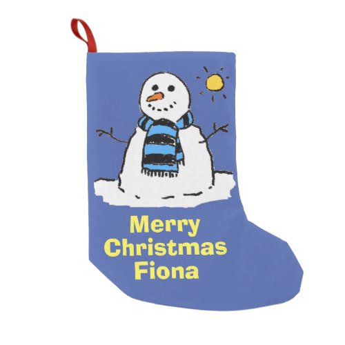 Fun Snowman in a Winter Scene Small Christmas Stocking