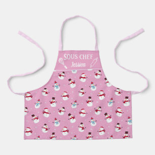 Fun snowman Sous chef winter Apron