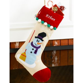 Fun Snowman Velvet Character Christmas Stocking