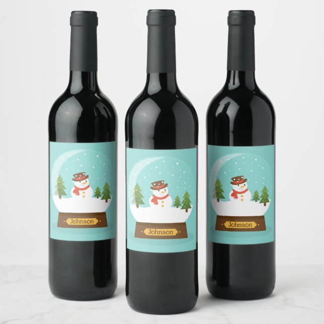 FUN!  Snowman Wine Labels- Personalized -Add Name Wine Label (Bottles)