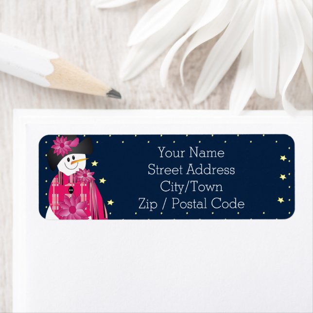 Fun snowman with stars label (Insitu)