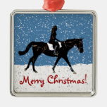 Fun snowy equestrian horse Christmas Metal Ornament