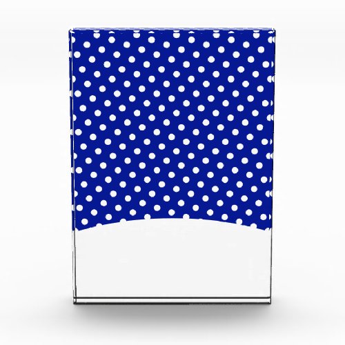 Fun Snowy White Tiled Dots Navy Blue Background  Photo Block