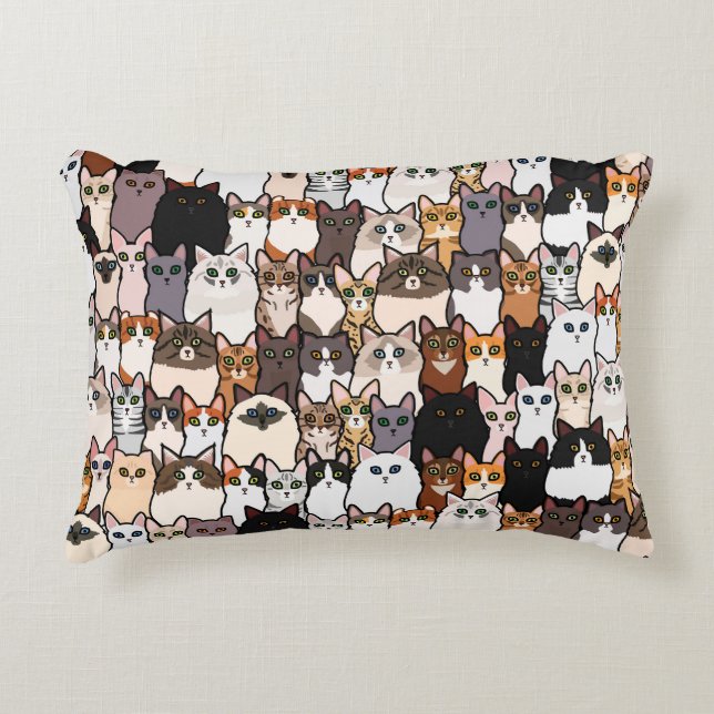 Fun So Many Cats and Kittens Collage  Accent Pillow (Front)