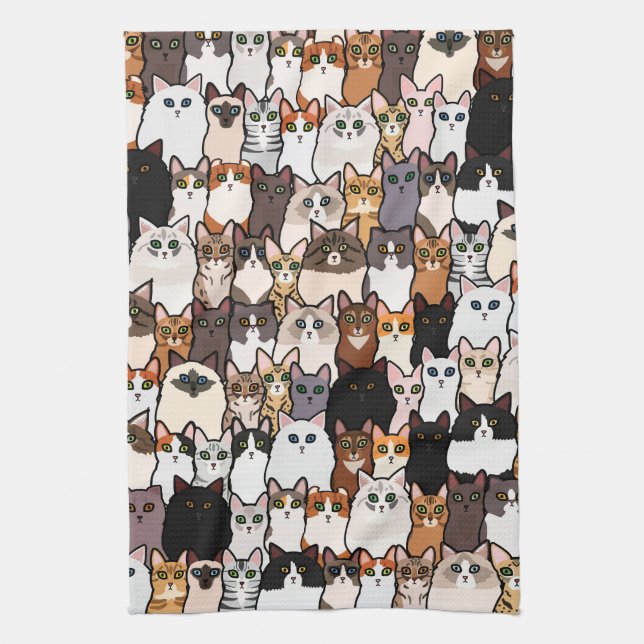 Fun So Many Cats and Kittens Collage  Kitchen Towel (Vertical)
