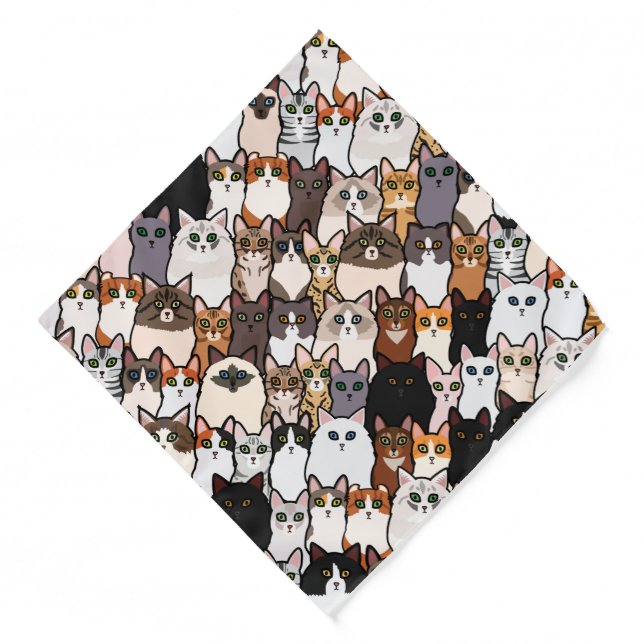 Fun So Many Cats and Kittens Collage pattern Bandana (Front)