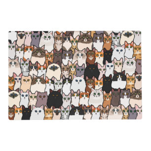 Fun So Many Cats and Kittens Collage pattern Placemat