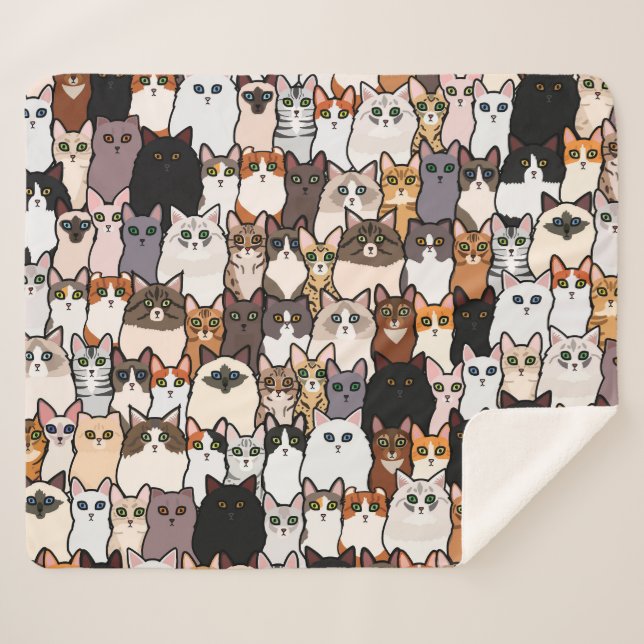 Fun So Many Cats and Kittens Collage  Sherpa Blanket (Front (Horizontal))