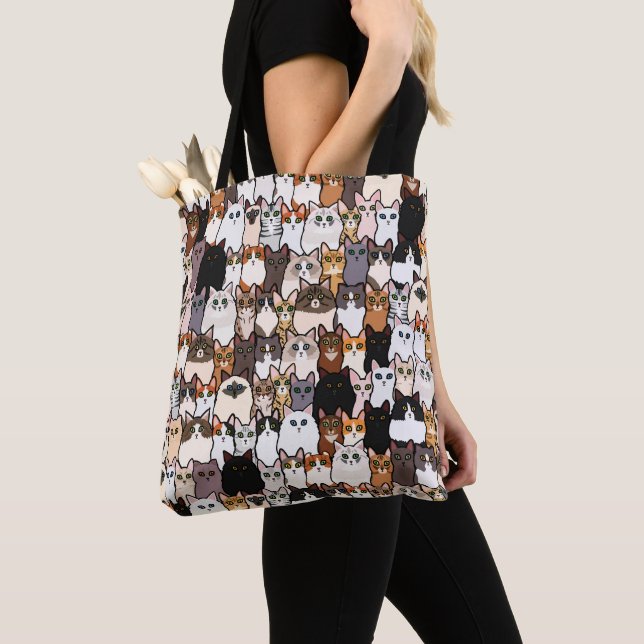 Fun So Many Cats and Kittens Collage  Tote Bag (Close Up)