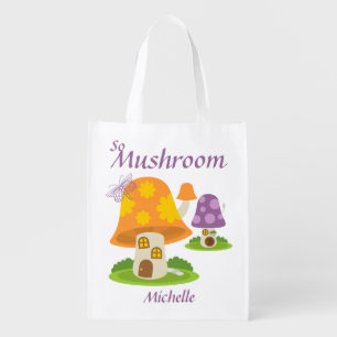 Fun So Mushroom Purple Reusable Grocery Bag
