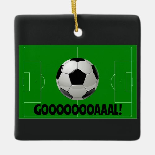 Fun Soccer Ball and Pitch GOAL Football Sports  Ceramic Ornament