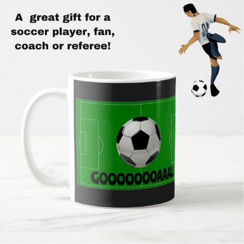 Fun Soccer Ball and Pitch GOAL Football Sports Coffee Mug