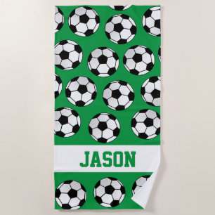 Fun Soccer Balls Personalized Beach Towel