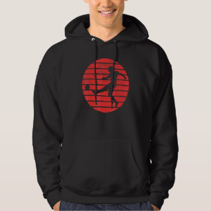 Fun Soccer Player Silhouette On A Red Sunset Backg Hoodie