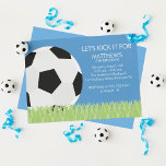 Fun Soccer Themed Birthday Party Invitation<br><div class="desc">This simple but very fun birthday party invitation features an illustration of a soccer ball laying on the grass  perfect for your little one's next sports-themed birthday party.</div>