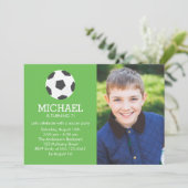 Fun Soccer Themed Photo Birthday Party Invitation (Standing Front)