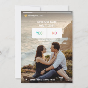 Fun Social Media Yes No Photo Save the Date Card