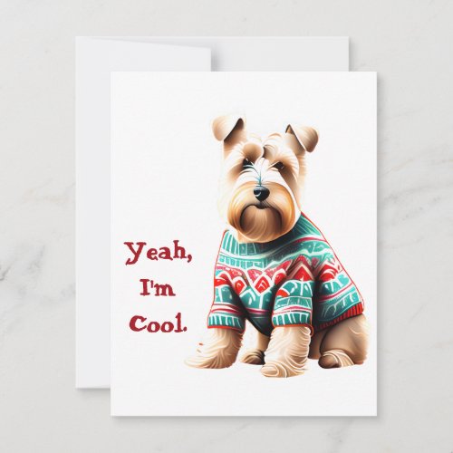 Fun Soft Coated Wheaten Terrier Christmas Sweater Holiday Card